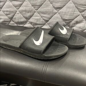 Nike Black Slide Sandals with White Logo